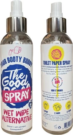 Your Booty Buddy - The Good Roll Toiletpapier Spray 200ml | SPRAY - WIPE - FLUSH -Leven Producten Winkel 649x1200