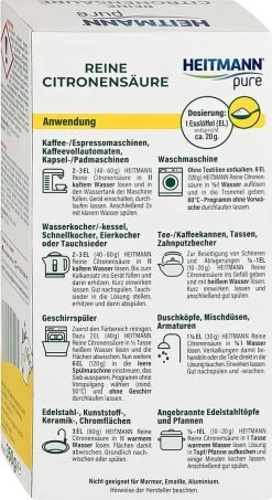 HEITMANN Pure Ontkalker- Citroenzuur Ontkalker, Natuurvriendelijke Kalkreiniger Voor Een Hygiënische Reiniging - Poeder, 1x 350 G 12 HEITMANN Pure Ontkalker- Citroenzuur Ontkalker, Natuurvriendelijke Kalkreiniger Voor Een Hygiënische Reiniging - Poeder, 1x 350 G -Leven Producten Winkel 654x1200