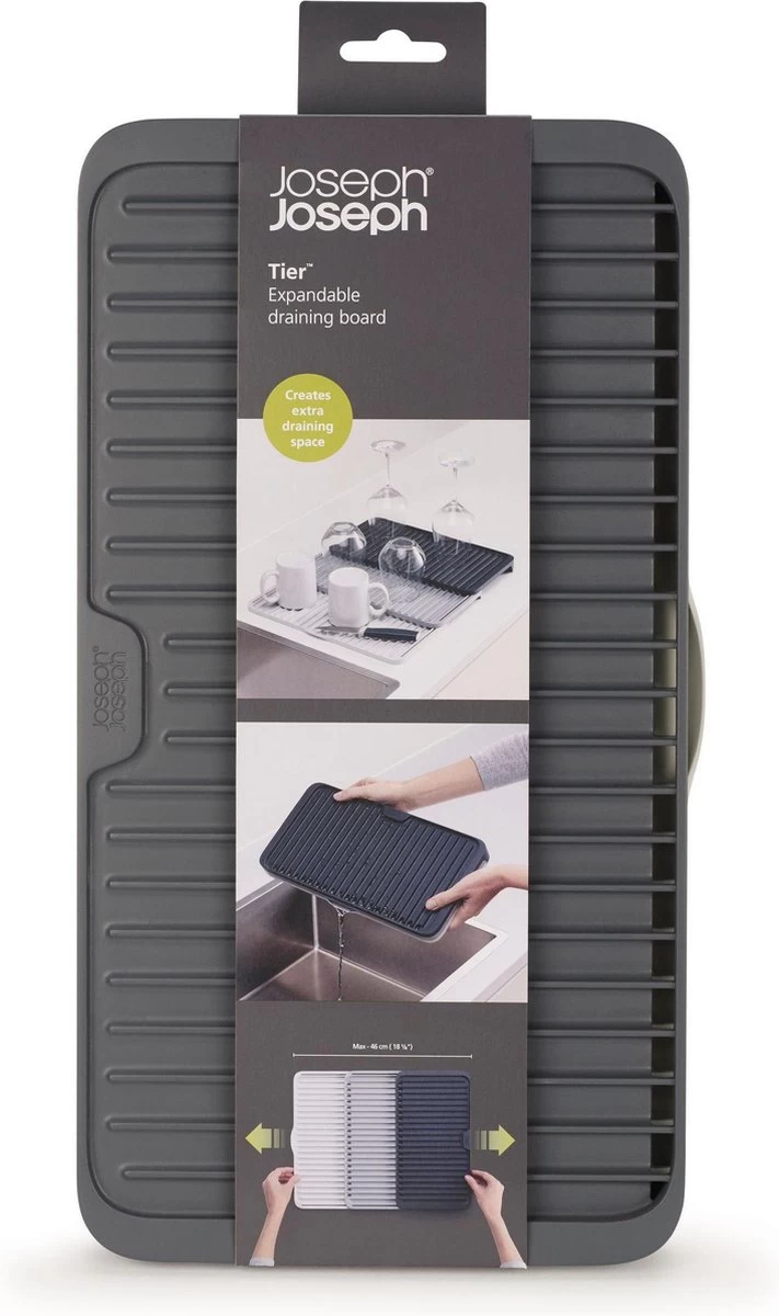Joseph Joseph - Tier - Afdruipmat - Uitschuifbaar - Grijs 7 Joseph Joseph - Tier - Afdruipmat - Uitschuifbaar - Grijs - Afbeelding 5