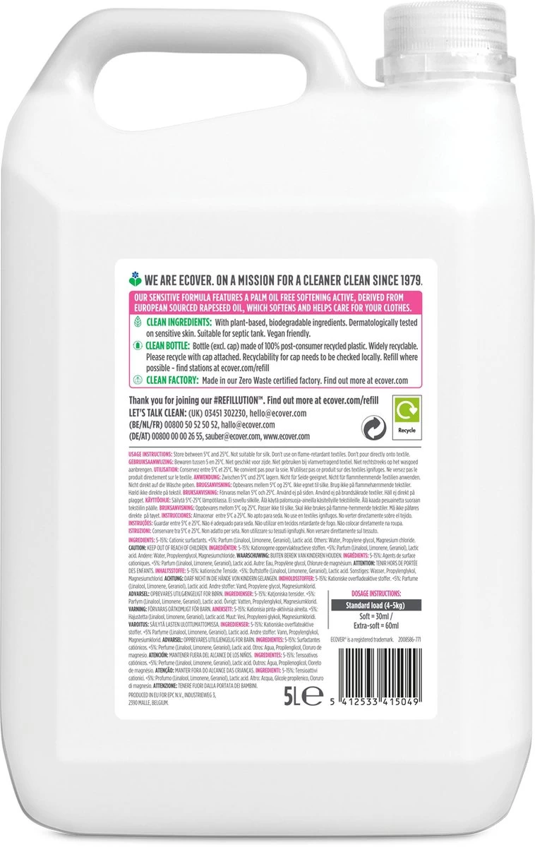 Ecover Wasverzachter - Appelbloesem & Amandel - 5L 5 Ecover Wasverzachter - Appelbloesem & Amandel - 5L - Afbeelding 3