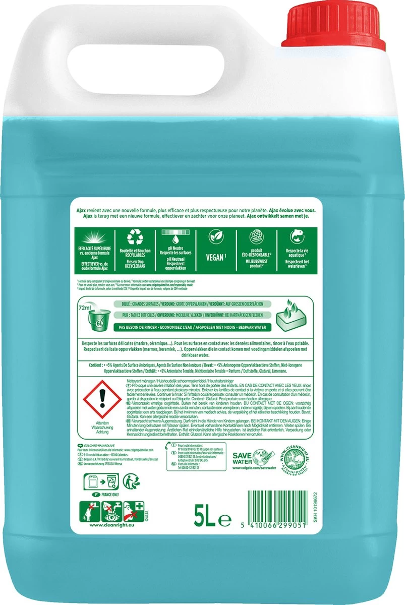 Ajax® Ajax Allesreiniger Eucalyptus 2 X 5L - Voordeelverpakking 6 Ajax® Ajax Allesreiniger Eucalyptus 2 X 5L - Voordeelverpakking - Afbeelding 4