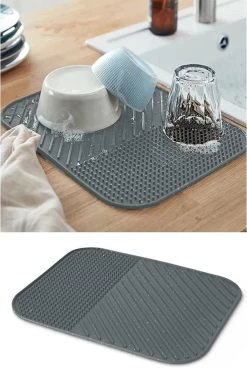 Alpina Afdruipmat - Droogmat - Siliconen - 26,5x34,5 Cm - Grijs