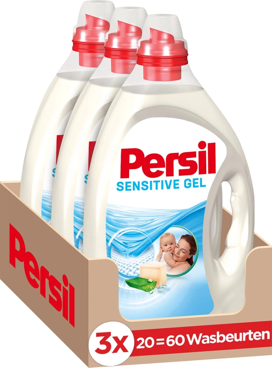 Persil® Persil Gel Sensitive - Vloeibaar Wasmiddel - Gevoelige Huid En Baby - Voordeelverpakking - 3 X 20 Wasbeurten 3 Persil® Persil Gel Sensitive - Vloeibaar Wasmiddel - Gevoelige Huid En Baby - Voordeelverpakking - 3 X 20 Wasbeurten