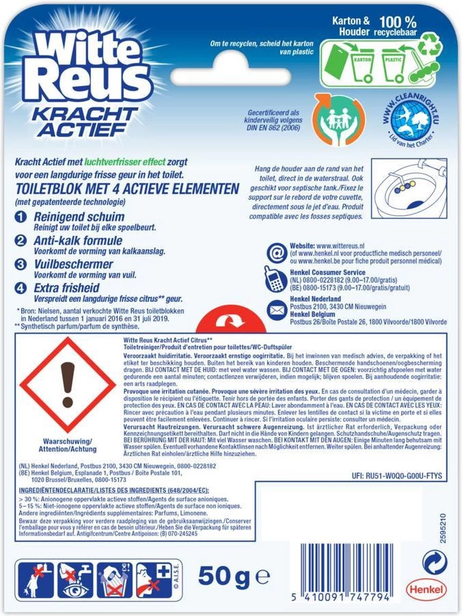 Witte Reus Kracht Actief Toiletblok - Citrus - WC Blokjes Voordeelverpakking - 10 Stuks 16 Witte Reus Kracht Actief Toiletblok - Citrus - WC Blokjes Voordeelverpakking - 10 Stuks - Afbeelding 14