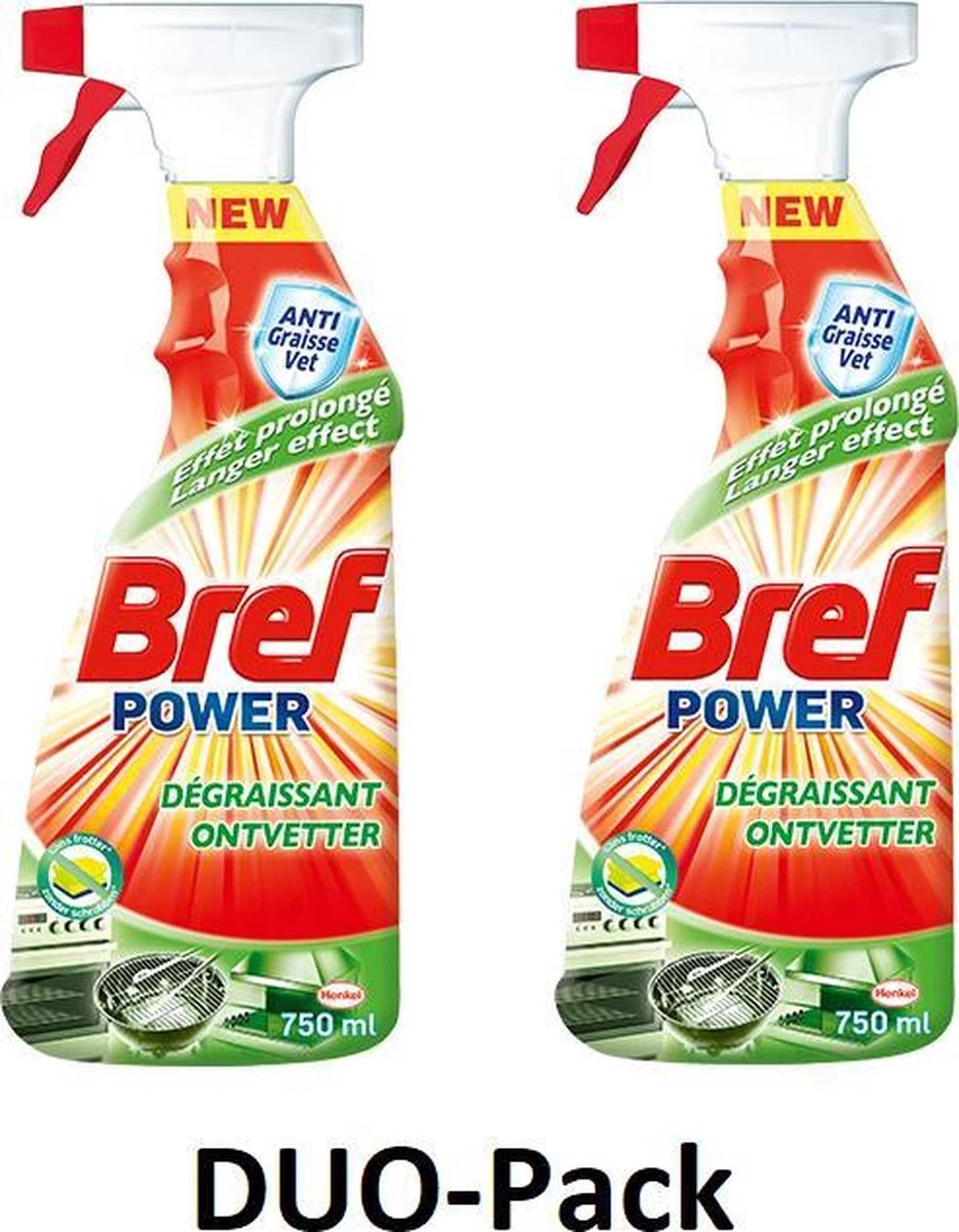 BREF Power Ontvetter - Voor Een Vetvrij Resultaat & Frisse Geur - Geschikt Voor De Hele Keuken - 750ml X 2 3 BREF Power Ontvetter - Voor Een Vetvrij Resultaat & Frisse Geur - Geschikt Voor De Hele Keuken - 750ml X 2