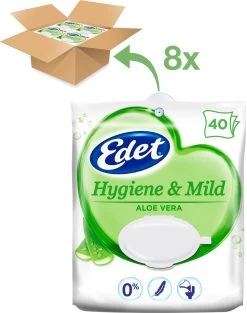Edet Aloe Vera Vochtig Toiletpapier - 8 X 40 Stuks - Halfjaar Voorraad -Leven Producten Winkel 946x1200