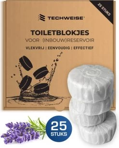 Nieuwe uitgaven 17 Witte Toiletblokjes Voor Inbouwreservoir Voor O.a Geberit En Grohe - 25 Stuks - Met Lavendel - Vlekvrij - Stortbakblokjes